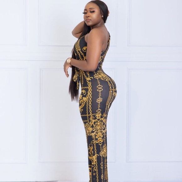 Bella Chain Link One Shoulder Jumpsuit - Picture 5 of 8